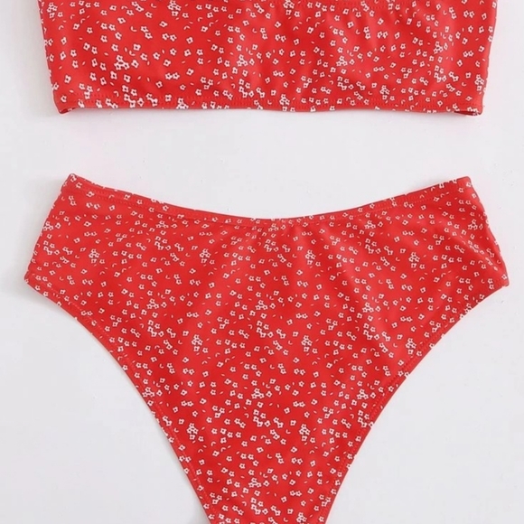 DITSY FLORAL BANDAU HIGH WAISTED BIKINI SWIMSUIT BY SHEINSIZE L (US 8-10) - Picture 3 of 5